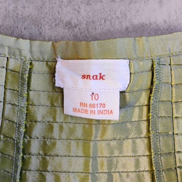 Anthropologie Snak Skirt Womens 10 Green Floral Sequin Beaded Twee Whimsical - Picture 5 of 11